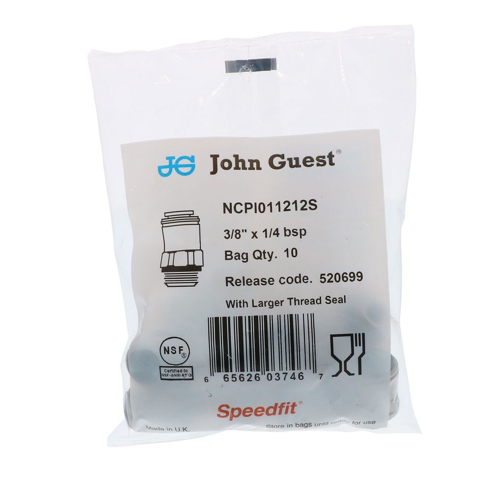 John Guest Male Connector BSPP - 3/8 x 1/4  BSPP Large Seal