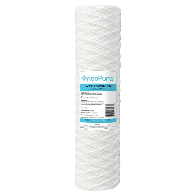 Neo-Pure WPP-25098-100 10" Surfactant Free String Wound Filter 100 Micron