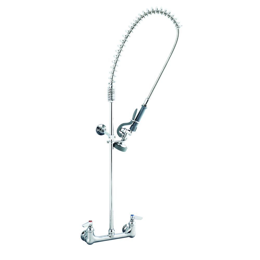 T&S Brass B-0133-B Easyinstall Wall Mount Pre-Rinse Faucet w/ 8" Centers, 35-1/2" H, with Wall Bracket