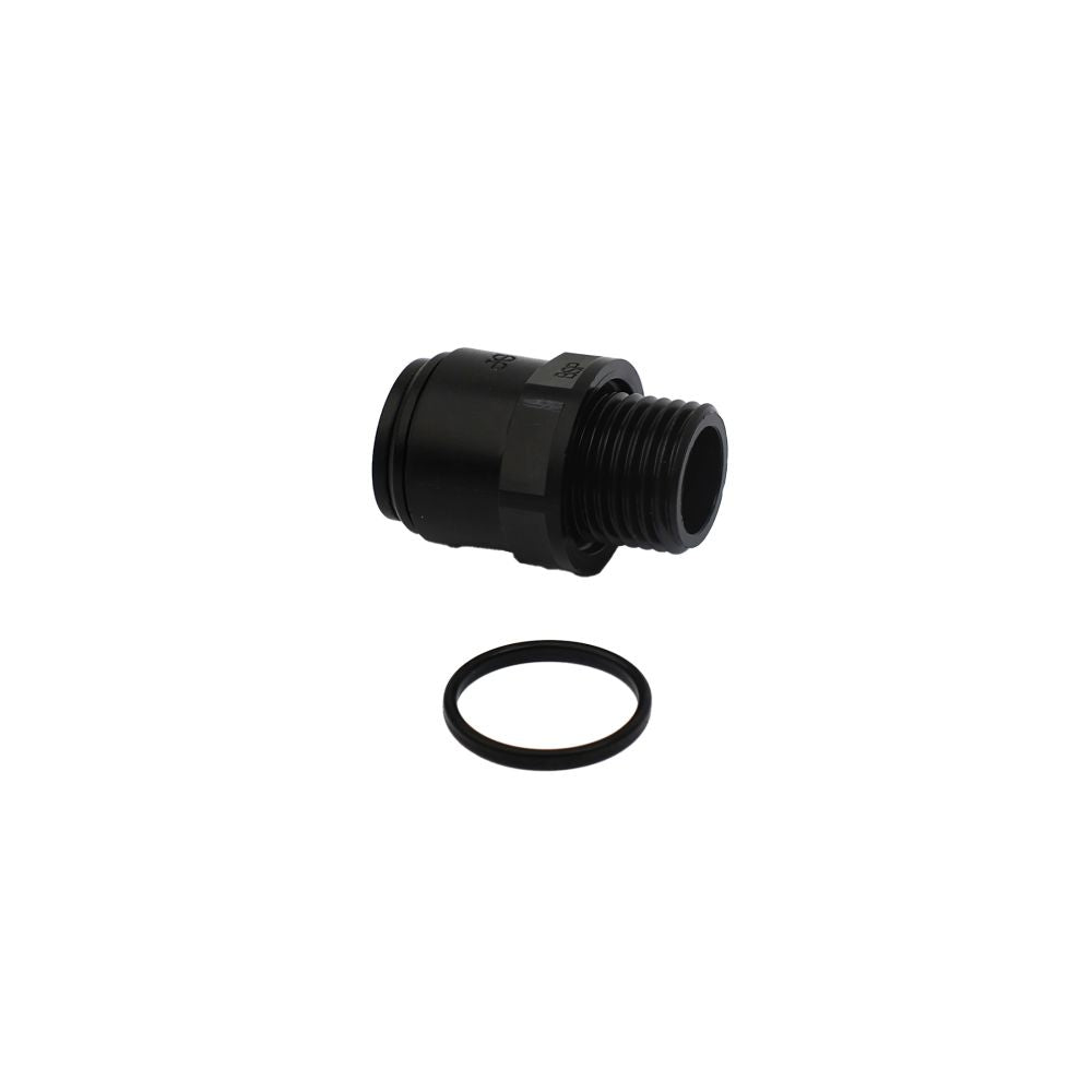 John Guest Male Connector BLACK ACETAL - 10mm x 3/8 BSPP