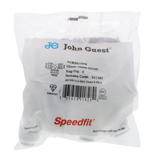 John Guest Reducing Tee - 22mm x 15mm x 22mm