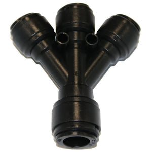 NeoFit - Acetal Black Three Way Divider 1/2" tube x 3/8" tube