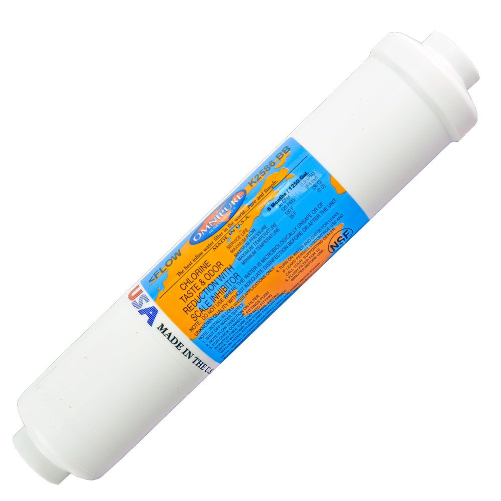 Omnipure Inline K2586-BB Icemaker GAC CTO/Scale - 10" x 2" Filter - 1/4" FPT