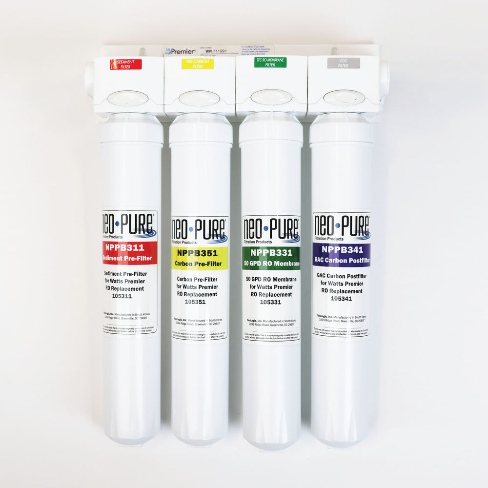 Neo-Pure RO Pure One Year Pre and Post filter Kit with Membrane Replacement For Watts Premier 531155