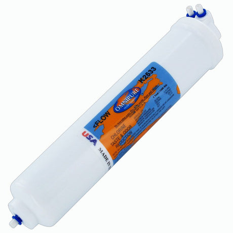 Omnipure Inline K2533-TS GAC Postfilter - 10" x 2" Filter - 1/4" Quick Connect Tee [2 in/1 out]