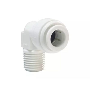 John Guest 3/8" x 1/4" [NPTF] Acetal Fixed Elbow - White