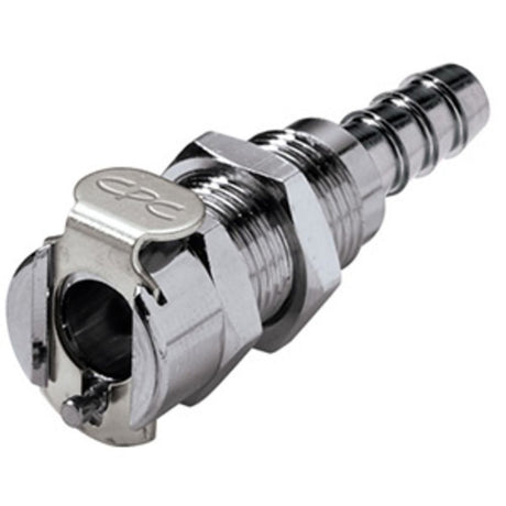 MCD1603 Valved Panel Mount Hose Barb Coupling Body 3/16 ID Barb