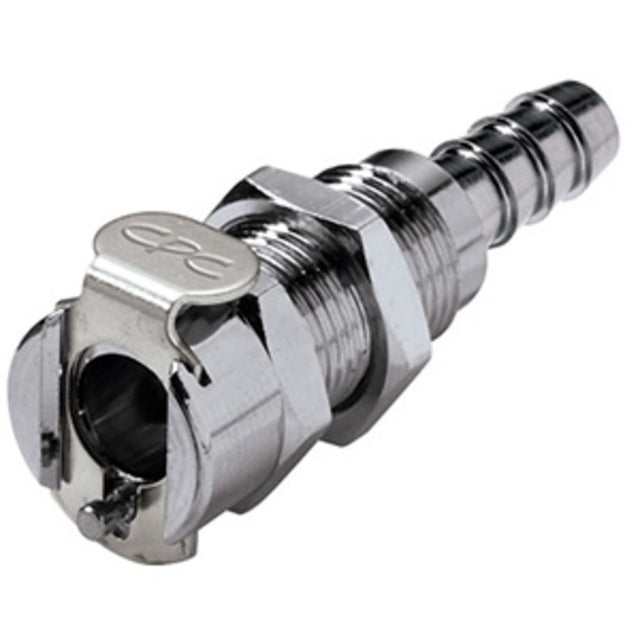 MCD1602 Valved Panel Mount Hose Barb Coupling Body 1/8 ID Barb