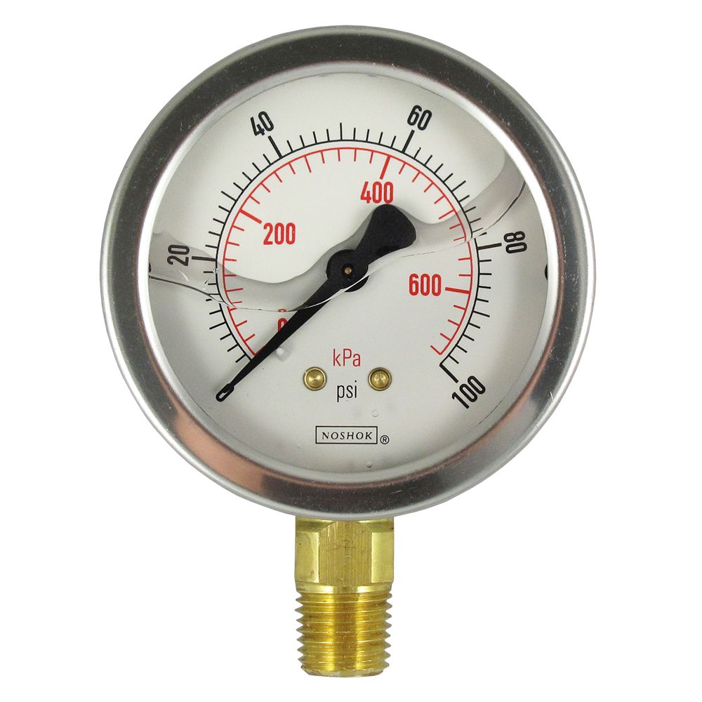 NOSHOK Bottom Mount 2.5" Water Pressure Gauge 0-100 PSI, SS, 1/4" NPT,New Products : American Fashion Style Bags On Sale