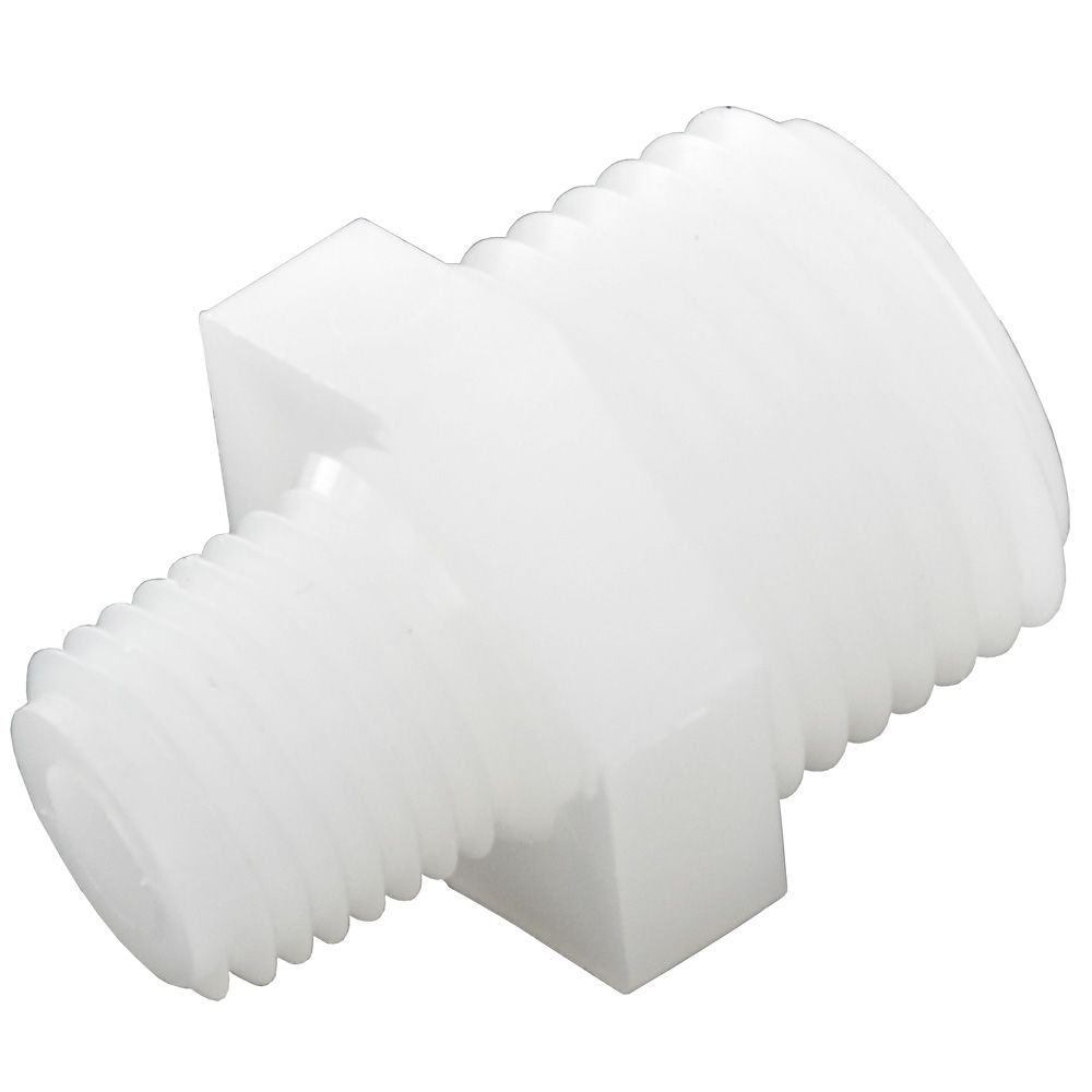 Nipple Hex - 1/2" MPT x 1/4" MPT Natural Nylon