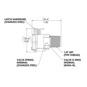LinkTech 20AC Male Thread Socket, Valved, 1/8" MNPT