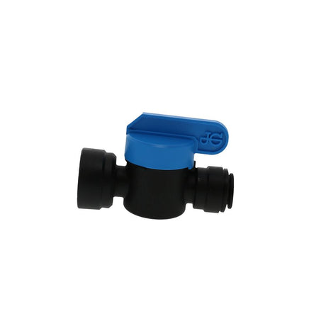 John Guest Shut-Off Valve Female NPTF Black Polypropylene - 3/8 Tube x 3/8 NPTF Female