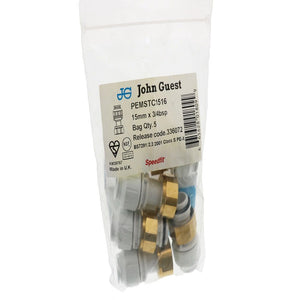 John Guest Straight Tap Connector BSP - 15mm x 3/4 BSP