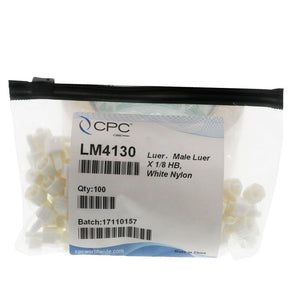 LM4130 Luer Fitting White Nylon Male Luer X 1/8 HB