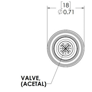 LinkTech 50AC Series Straight Male, Valved, 3/8" HB, Natural Acetal, Buna N