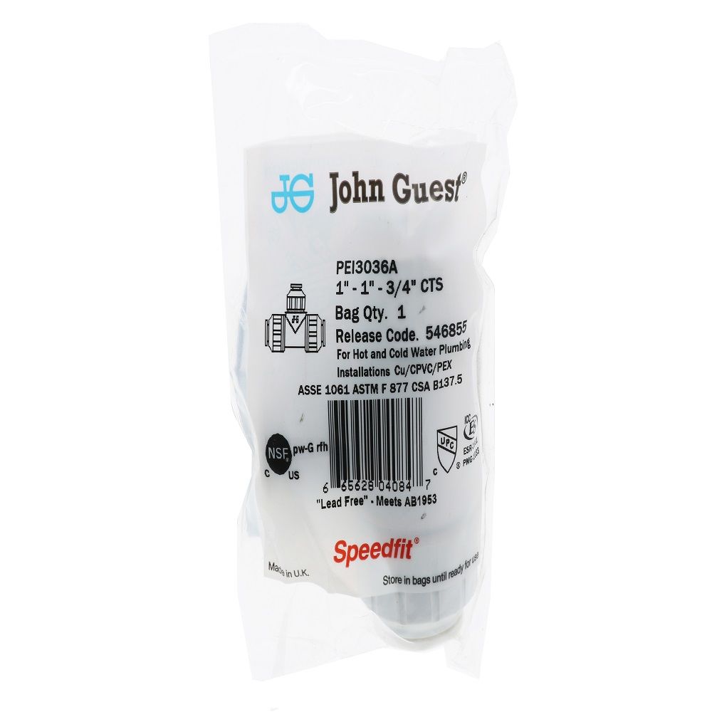 John Guest Reducing Tee - 1 x 1 x 3/4 CTS