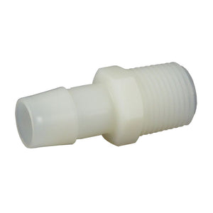 Male Barb Connector Natural Nylon - 5/8 ID Barb x 1/2 MNPT