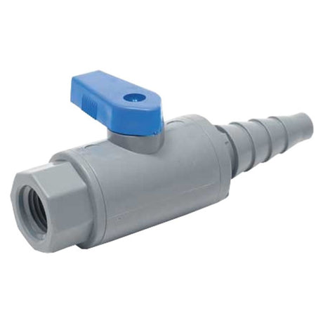 SMC Inline Ball Valve PVC FNPT/Barb - 3/8 to 5/8 Tapered Barb X 3/8 FNPT