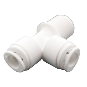 Male Run Tee Acetal 1/4 qc x 1/4 MNPT Run x 1/4 qc Branch