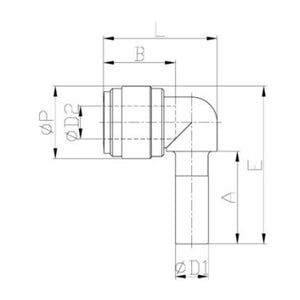 NeoFit - Acetal Black Stem Elbow 3/8" stem x 6mm tube