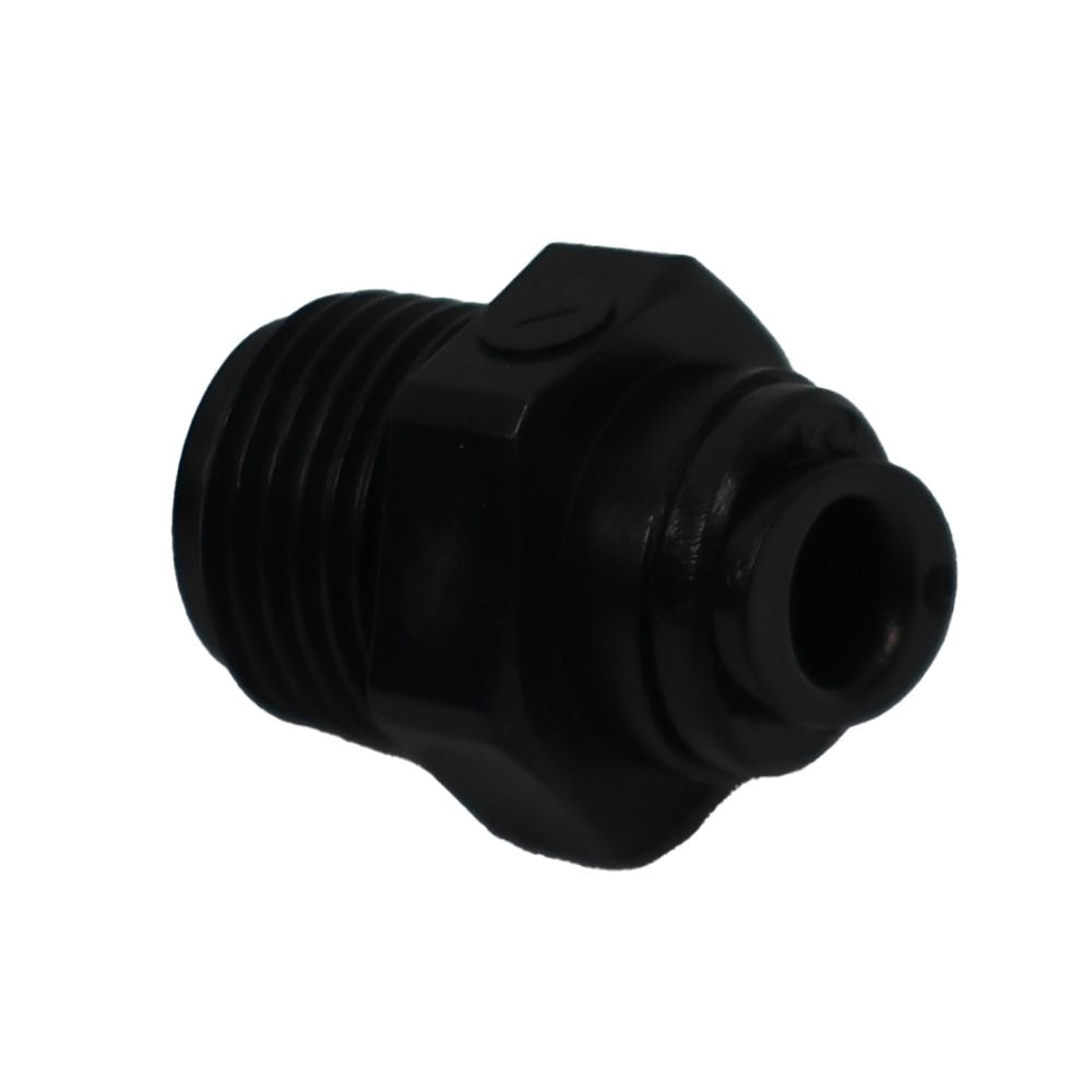 BLACK - Male Connector Acetal  1/4 qc x 3/8 MNPT