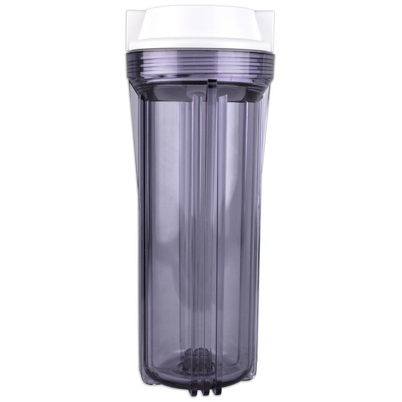 10" Neo-Pure SlimLine Filter Housing Clear Sump/Flat White Cap 1/2" No Pressure Relief
