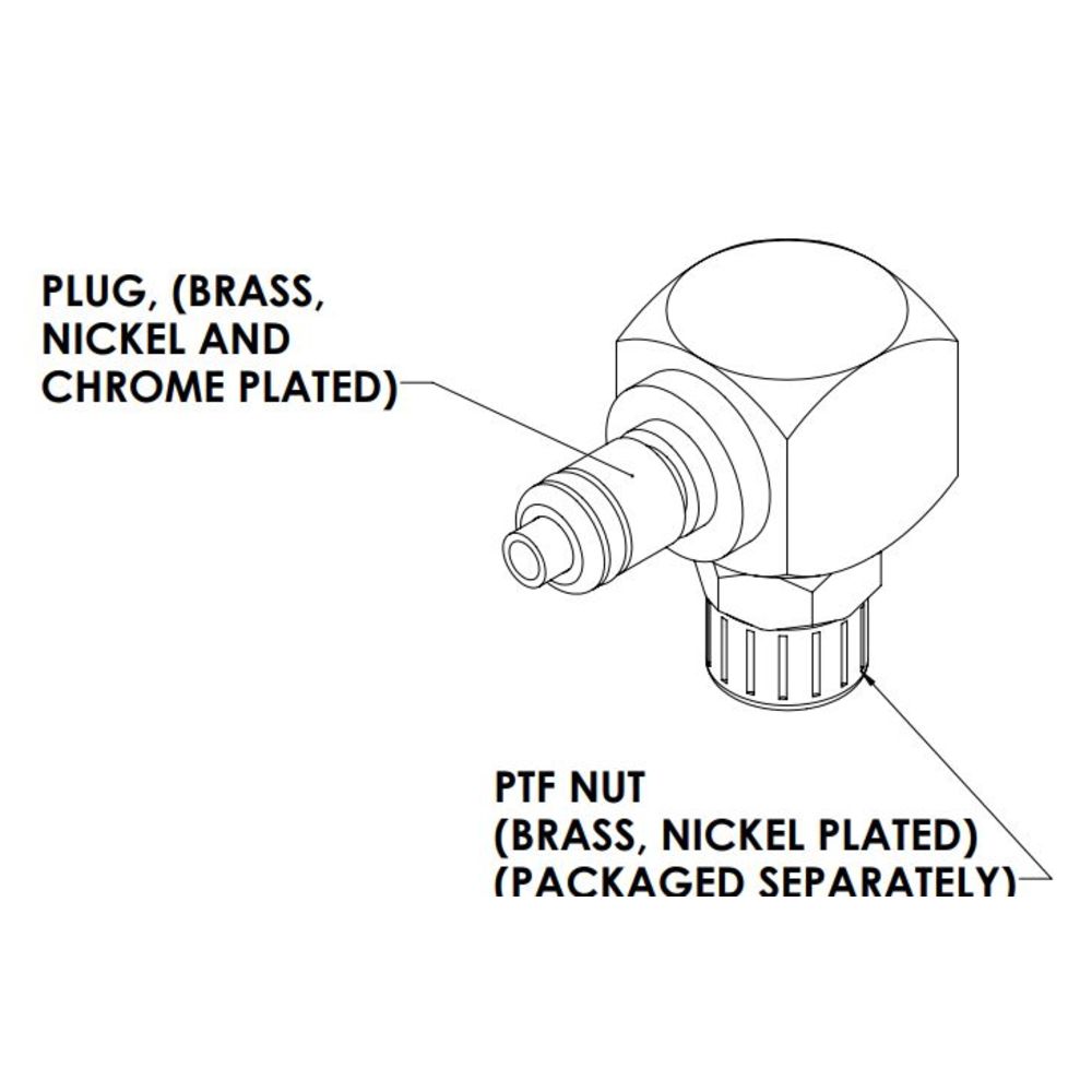 LinkTech 20CB Series Elbow Male, Valved, 1/4" PTF, Chrome Brass, Buna N