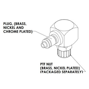 LinkTech 20CB Series Elbow Male, Valved, 1/4" PTF, Chrome Brass, Buna N