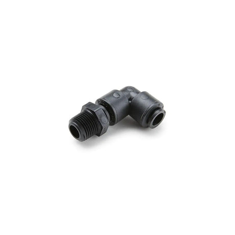 Black Kynar PVDF Male  Elbow Swivel - 3/8 x 1/4 NPTF