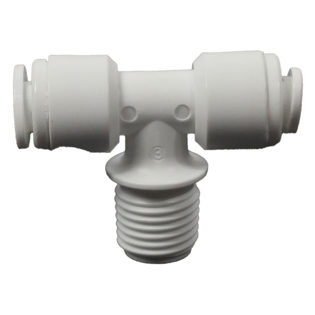 Male Branch Tee Acetal 1/4 qc x 1/4 qc x 1/4 MNPT Branch