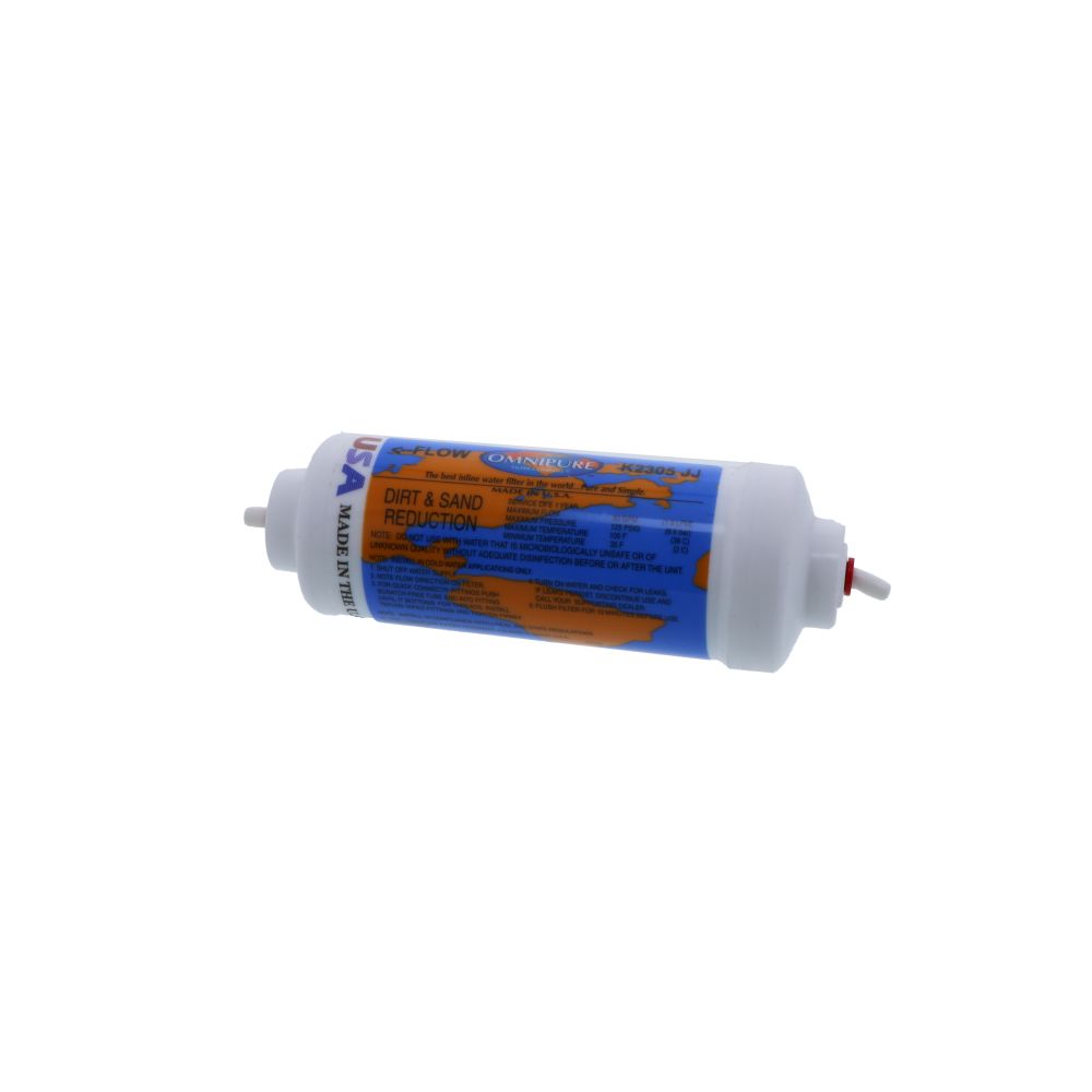 Omnipure Inline K2305-P-JJ 5 mic Sediment Prefilter [w/ Scale Reduction] - 6" x 2" Filter - 1/4" Quick Connect