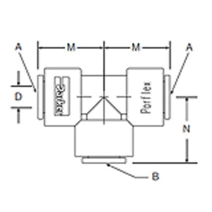 Kynar PVDF Union Tee - 3/8 x 1/4 Branch
