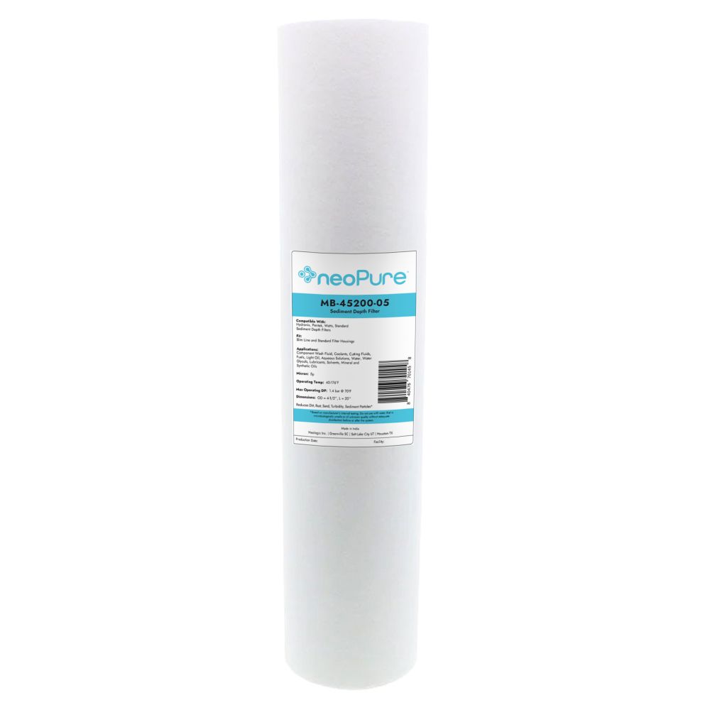 Neo-Pure MB-45200-05 20" BB Graded Density Polypropylene Depth Filter 50/5 Micron – Compatible with 20" Housings