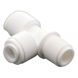 Male Run Tee Acetal 1/4 qc x 1/4 MNPT Run x 1/4 qc Branch