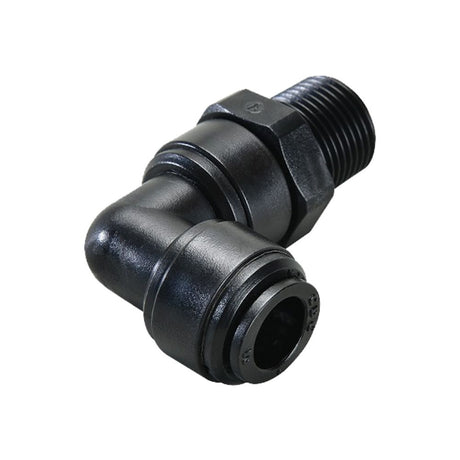 NeoFit - Acetal Black Male Elbow Swivel- 10mm tube OD x 1/4"BSPT