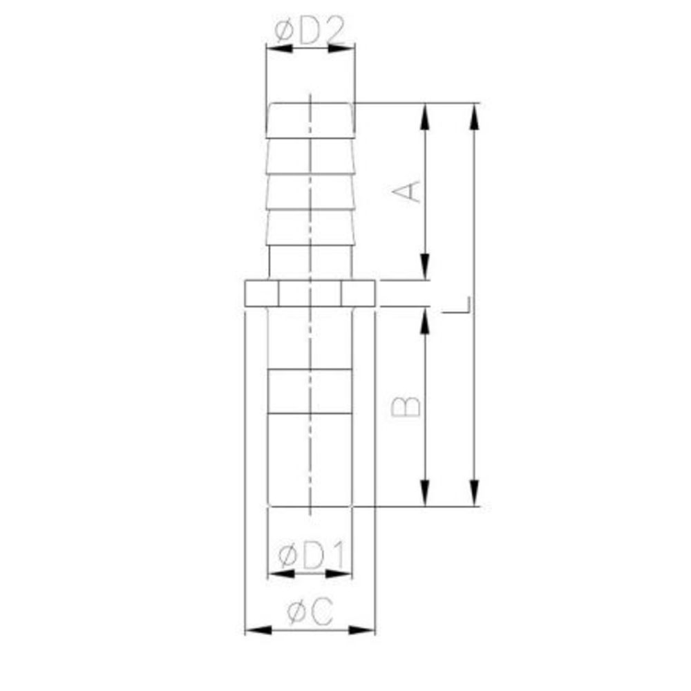 NeoFit - Acetal Natural White Stem Barb Connector 10mm stem x 6mm barb