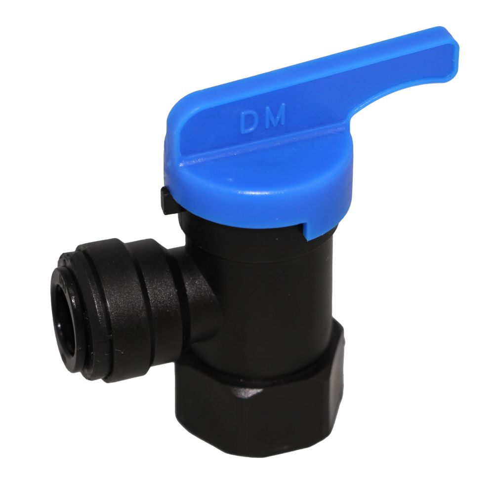 NeoFit - Acetal Black Tank Valve Female Elbow 1/4" FPT x 1/2" tube