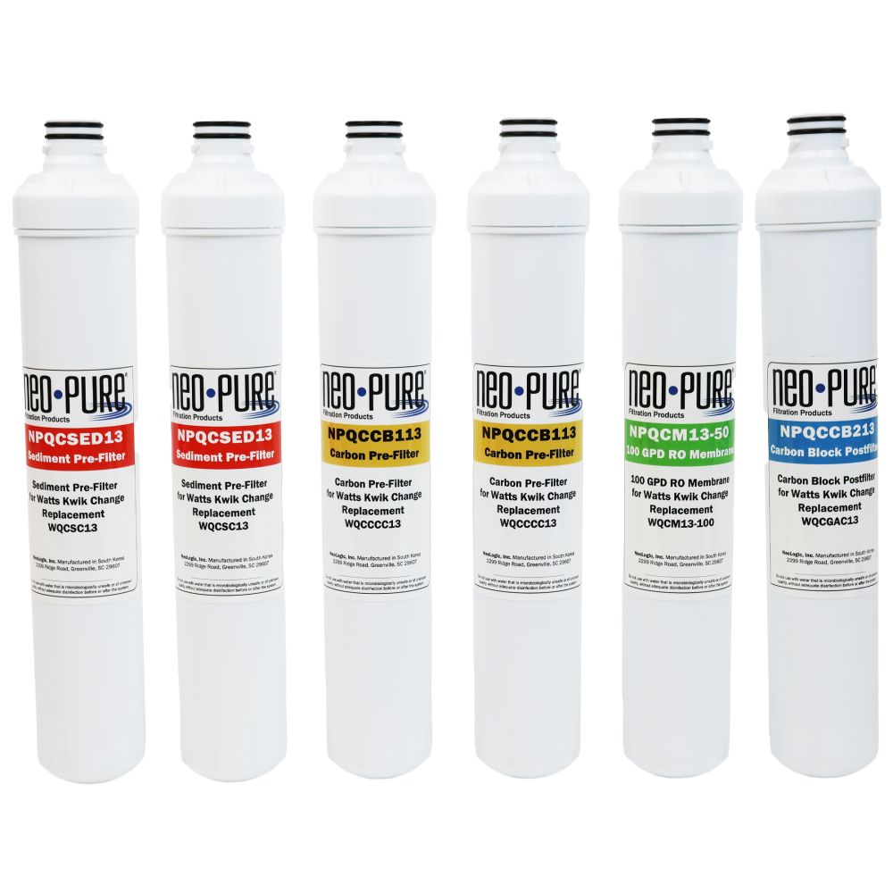Neo-Pure 13" 50 GPD Replacement RO Membrane Filter Kit for Watts Kwik Change