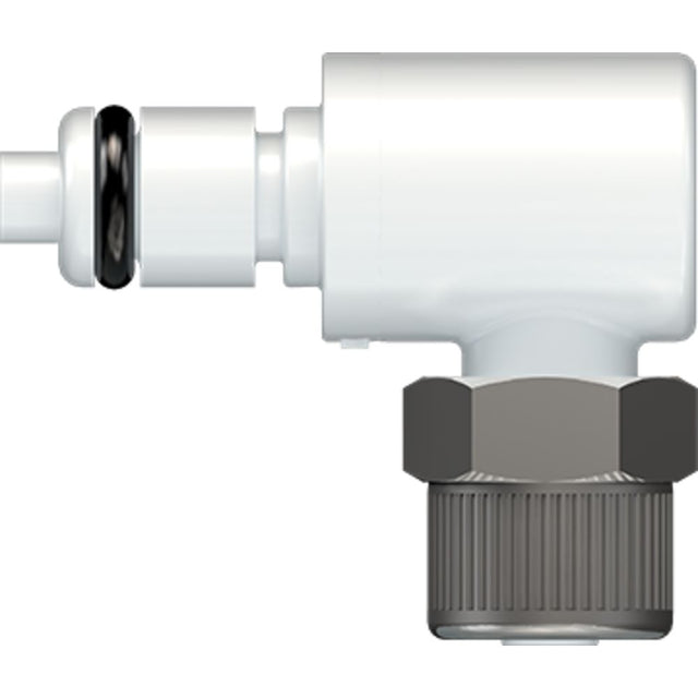 LinkTech 20AC Series Elbow Male, Valved, 1/4" PTF, Natural Acetal, Buna N