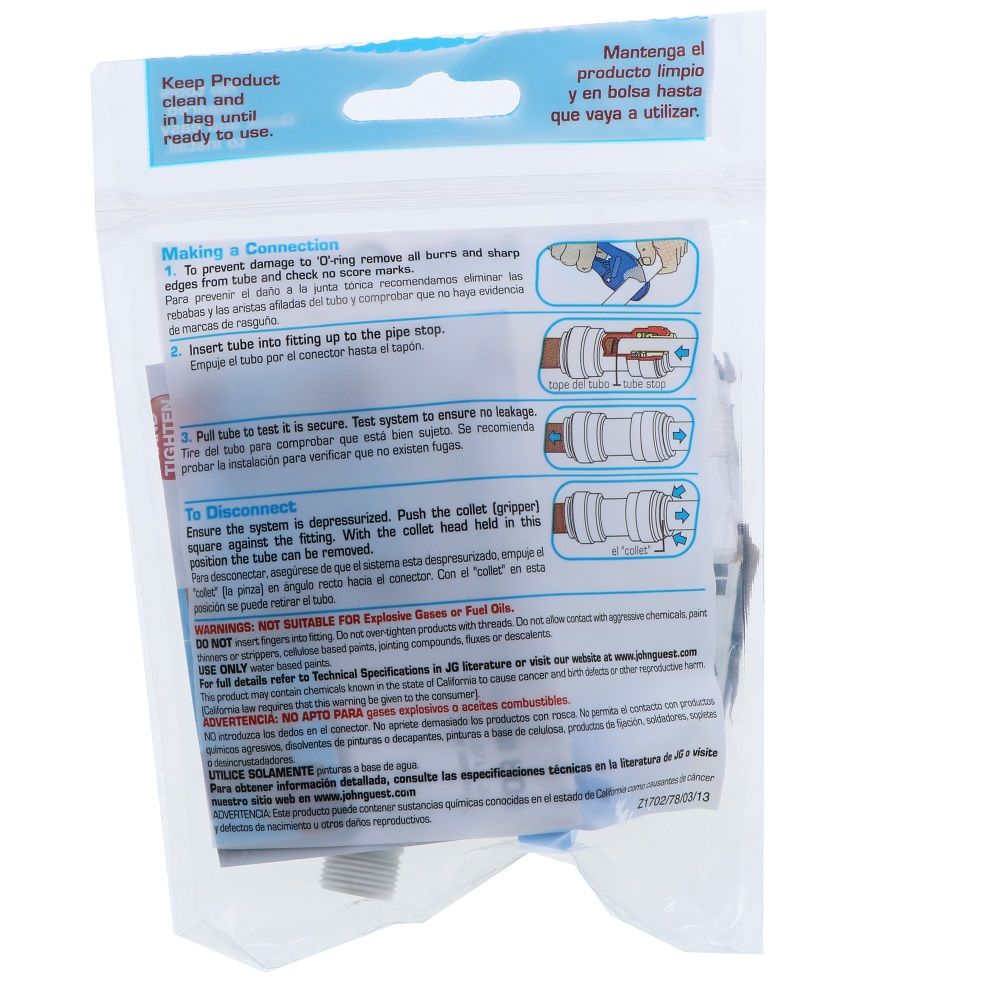 John Guest Plastic Angle Stop Adapter Valve Lead-Free - 3/8 x 3/8 x 1/4