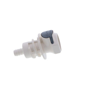 80300 NSF Valved Panel Mount Hose Barb Coupling Body 3/8 ID Barb