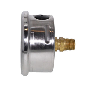 Water Pressure Gauge 100 PSI, 1/4" MPT, 2.5" Plastic Dial, Center Mount, SS Case