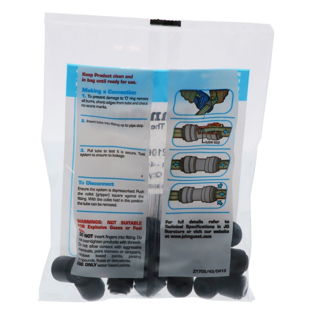 John Guest Reducing Union Elbow BLACK ACETAL - 6mm x 4mm