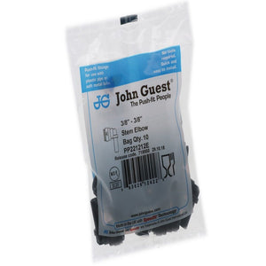 John Guest Stem Elbow Connector Black Polypropylene - 3/8 Stem x 3/8