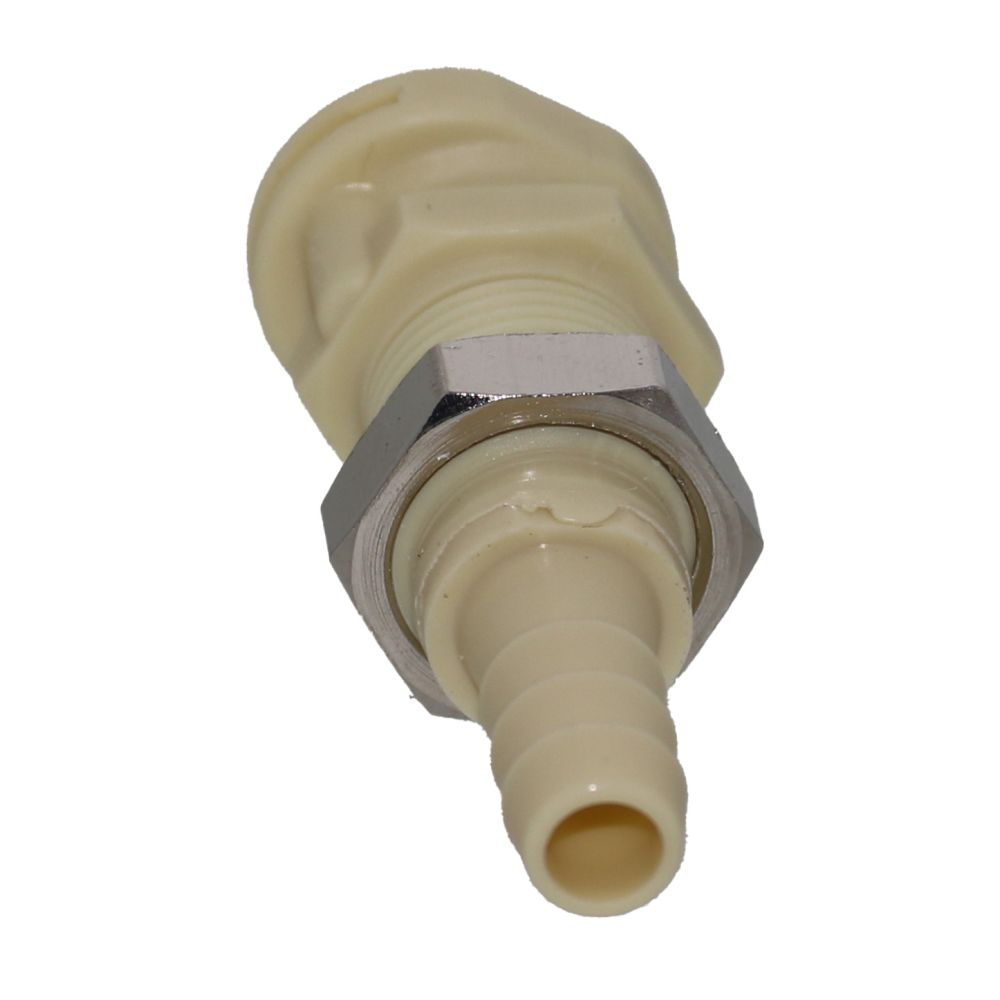 Colder PMC160412NC 1/4" Hose Barb Non-Valved Panel Mount Polypropylene Coupling Body without Clips -  Pack of 250