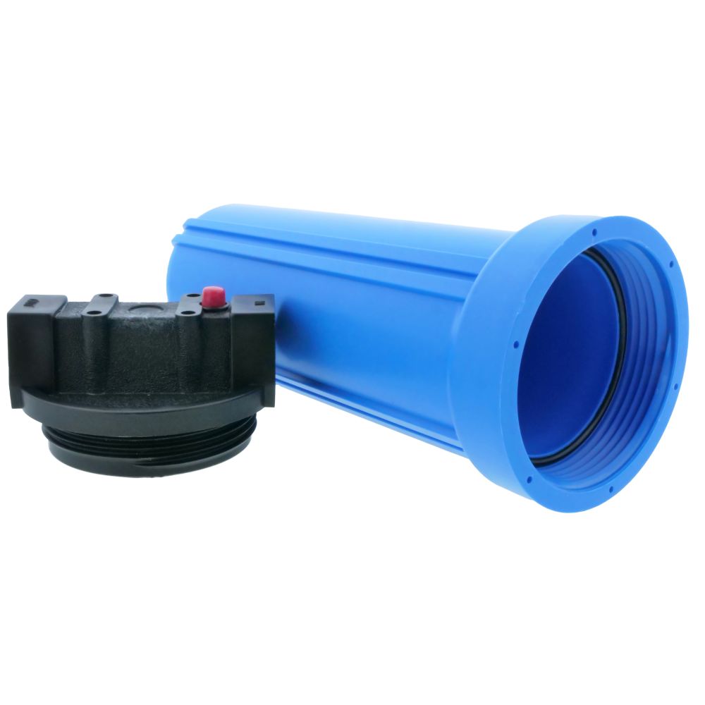 10" Slim Line Filter Housing Blue Sump/Black Boss Cap 1/2" W/ PR - 1/2" FPT