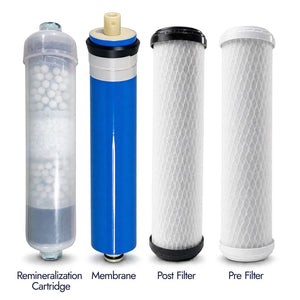 neoPure 4 Stage 50 GPD Residential Full Solution RO System, Alkaline Remineralizer, 0.5µ Post Filter and Permeate Pump