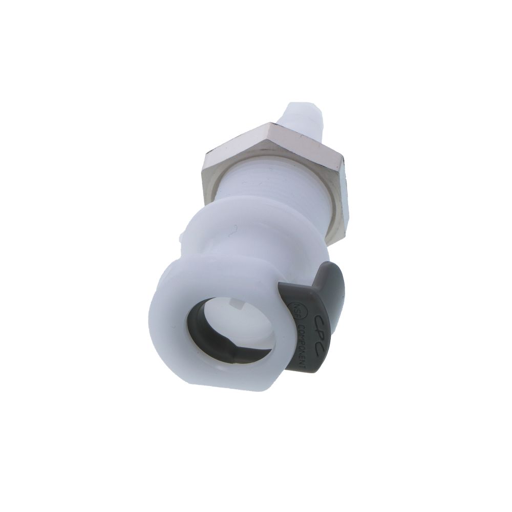 9208200 NSF Valved Panel Mount Hose Barb Coupling Body 1/4 ID Barb