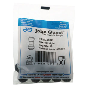 John Guest Union Connector Black Polypropylene  - 5/16