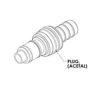 LinkTech 50AC Series Straight Male, Valved, 3/8" HB, Natural Acetal, Buna N